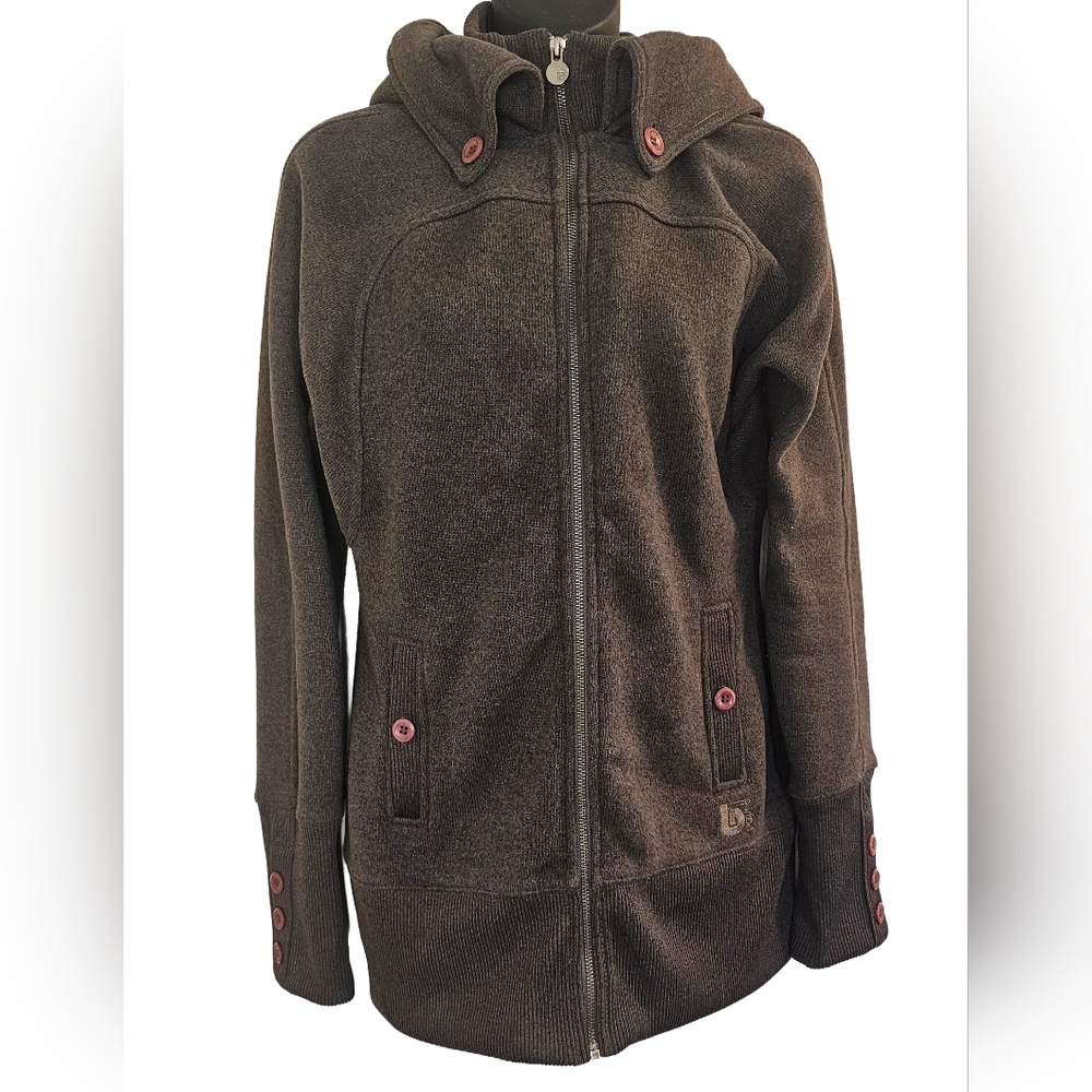 [Burton]"DryRide" Full Zip Fleece Sweater Jacket Hoodie Dark Brown Women Small
